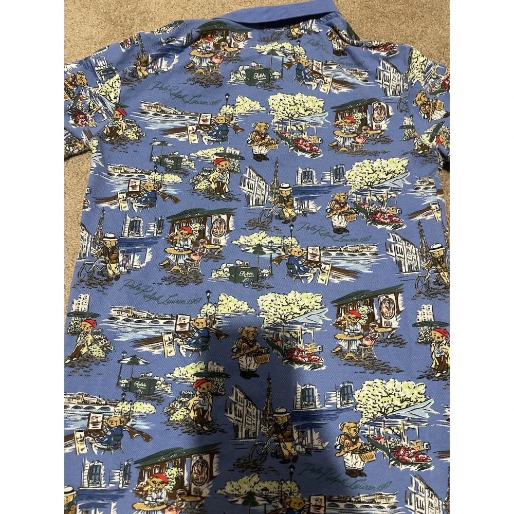 Polo Ralph Lauren Paris Print Mesh Shirt Boys Size Large